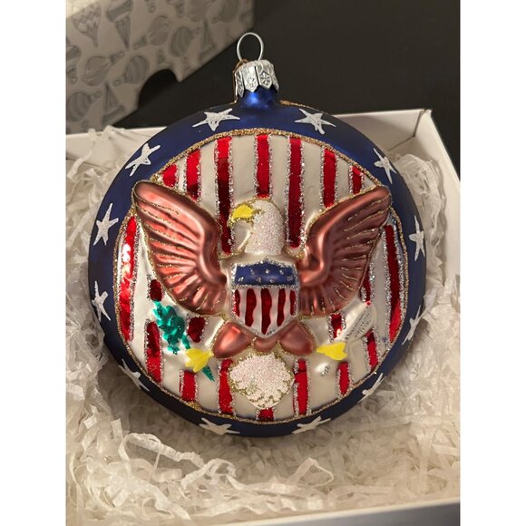 Nordstrom Patriotic Eagle Glass Ornament With Stars & Stripes Design In Gift Box - Picture 1 of 10